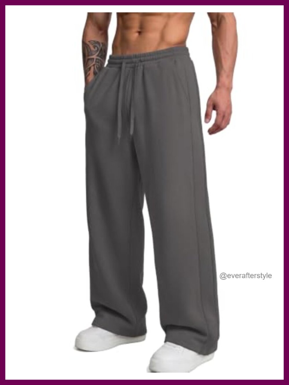 COOFANDY Men's Baggy Sweatpants Cotton Blend Wide Leg Drawstring Relaxed Fit